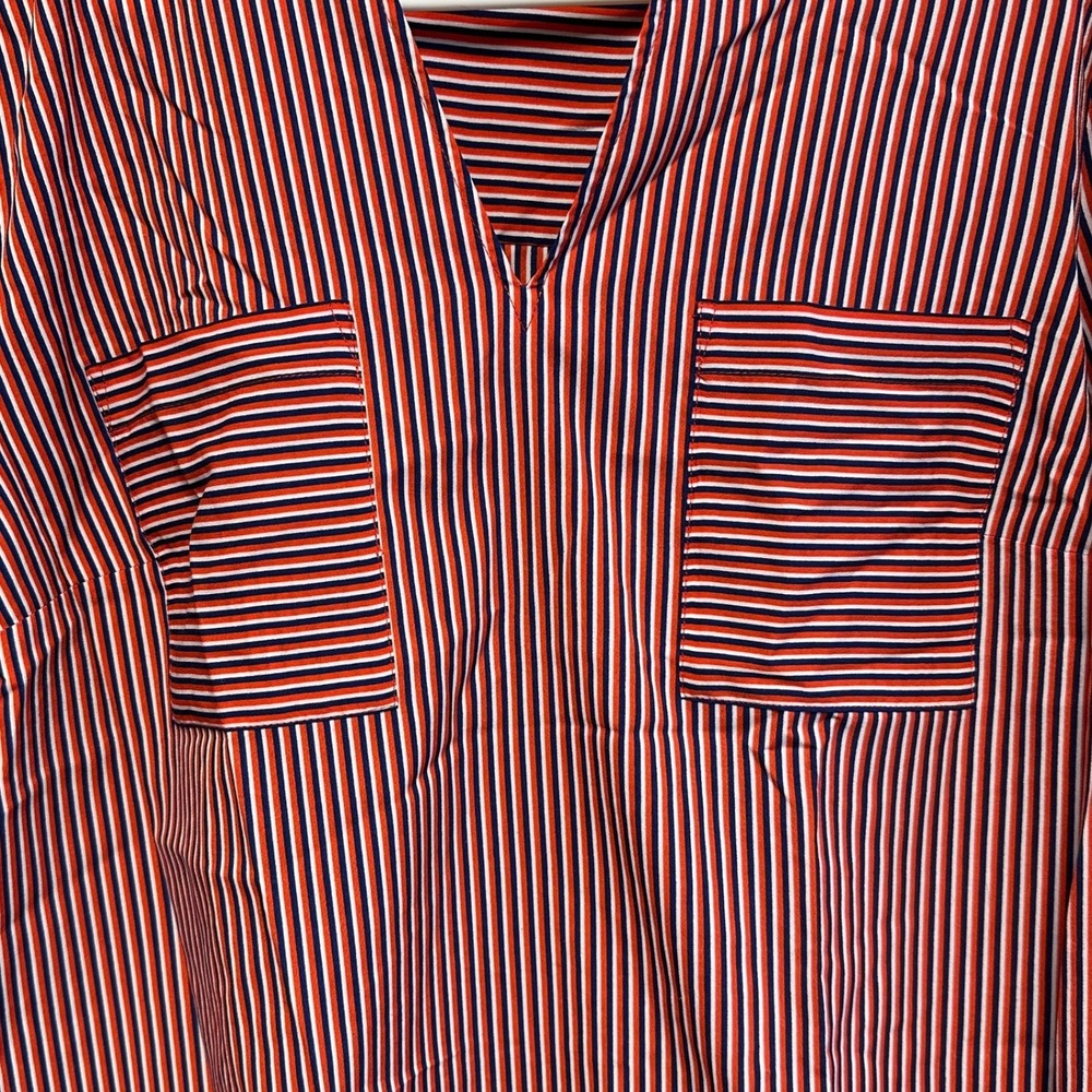 Cabi Franklin Blouse Red White Blue Stripe V Neck Pocket Blouse Top Women's M - Picture 5 of 10